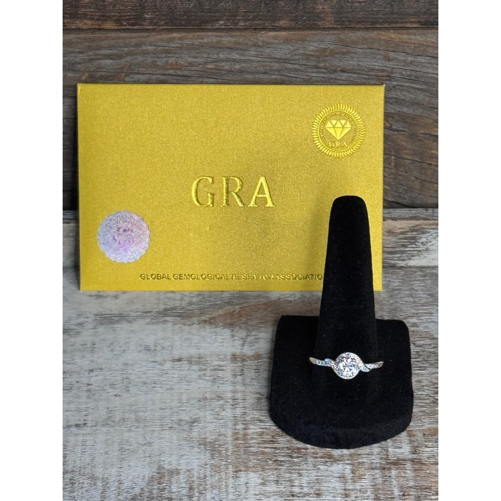 0.5ct Round Moissanite Bypass Halo Ring Size 9 GRA NEW MSRP $185